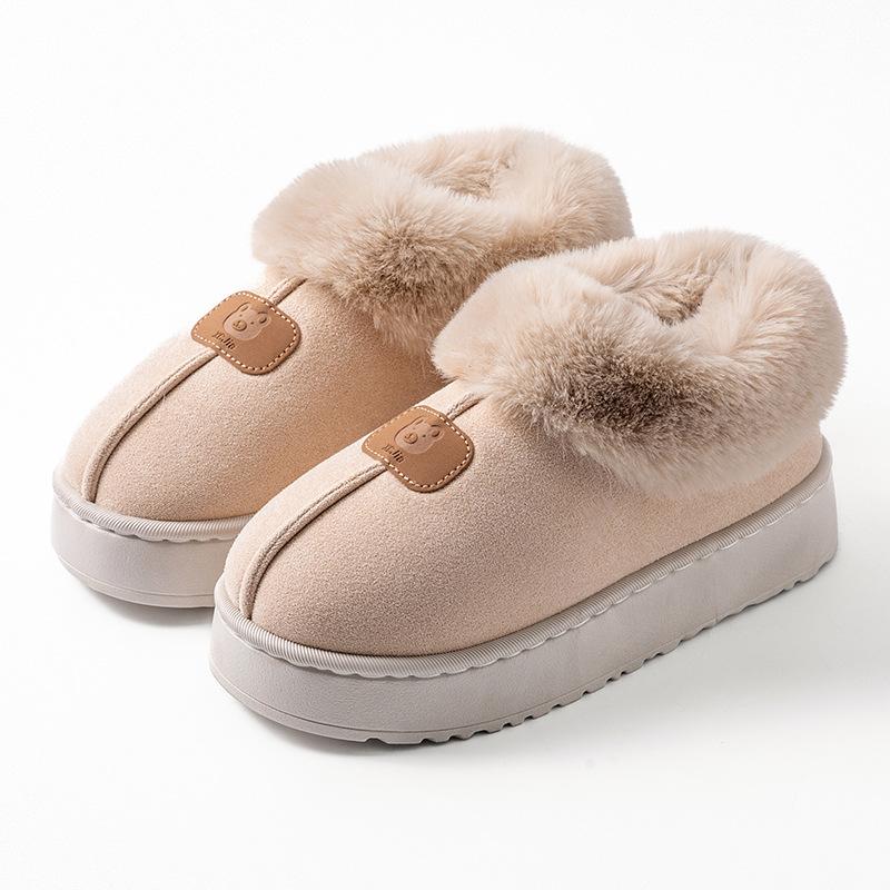 New bag heel cotton slippers autumn and winter indoor non-slip soft sole warm home couple velvet shoes