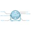 Table Fan 3 Portable Solid Color Speeds Rechargeable Quiet USB Mini Fan
