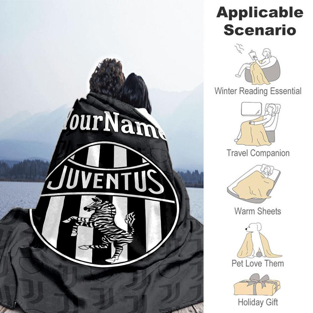 Juventus Customize Text Blanket Multi-purpose Customizable Blanket Soft Warm Cozy Throw For Chair Living Room Bed Nap Four Seasons Multipurpose