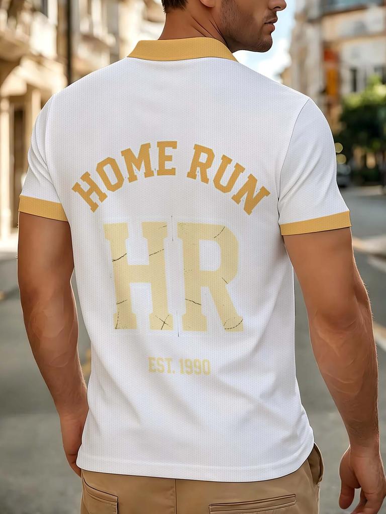 Men'S Outdoor Polo Shirt, Multi-Size Available, Letter Print Fashionable And Comfortable, Men'S Top Suitable for Hiking And Outdoor Leisure, Casual