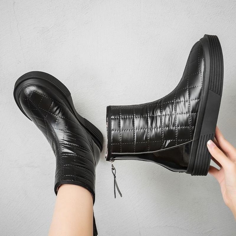 FHC Antiskid Snow Boots,Women's Warm Plush Winter Shoes,Cold Booties,Platform Botas,Thick Bottom,Round Toe,SILVER,Black,Dropship