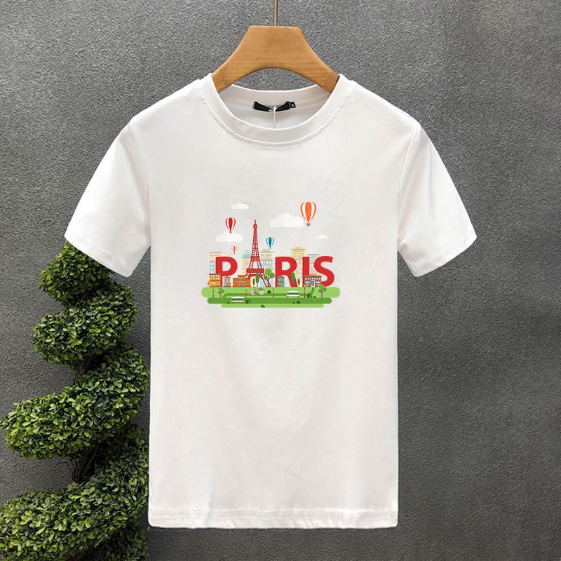 High Quality Luxury Brand 100% Cotton Design Paris Printing Tees Summer Harajuku Men/Women Short Sleeve T-shirt Asian Size S-5XL
