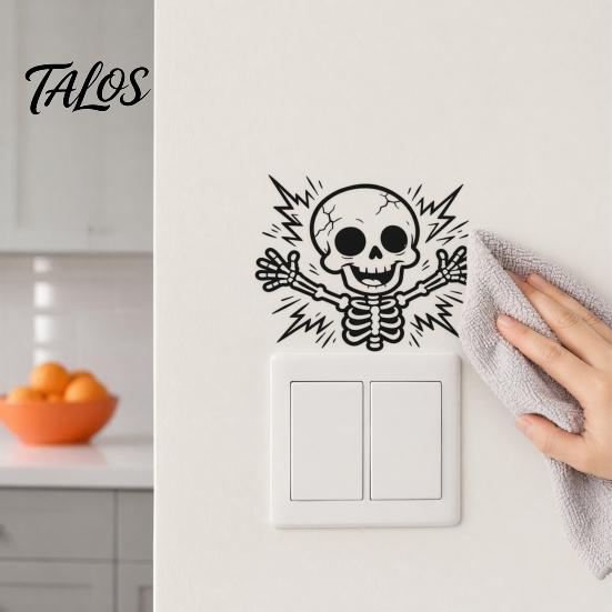 Talos Halloween Skeleton Light Switch Sticker, Electric Decal, Removable Decals, PVC Waterproof Wall Art for Home Bedroom Living Room Entrance Decor