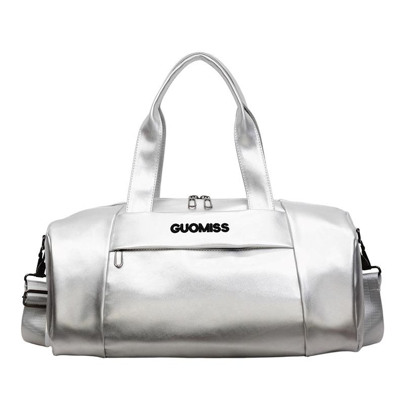 

pu Large Capacity Travel Bag for Women2026New lightweight portable sports and fitness bag, multifunctional waterproof luggage bag Average Size серебряный