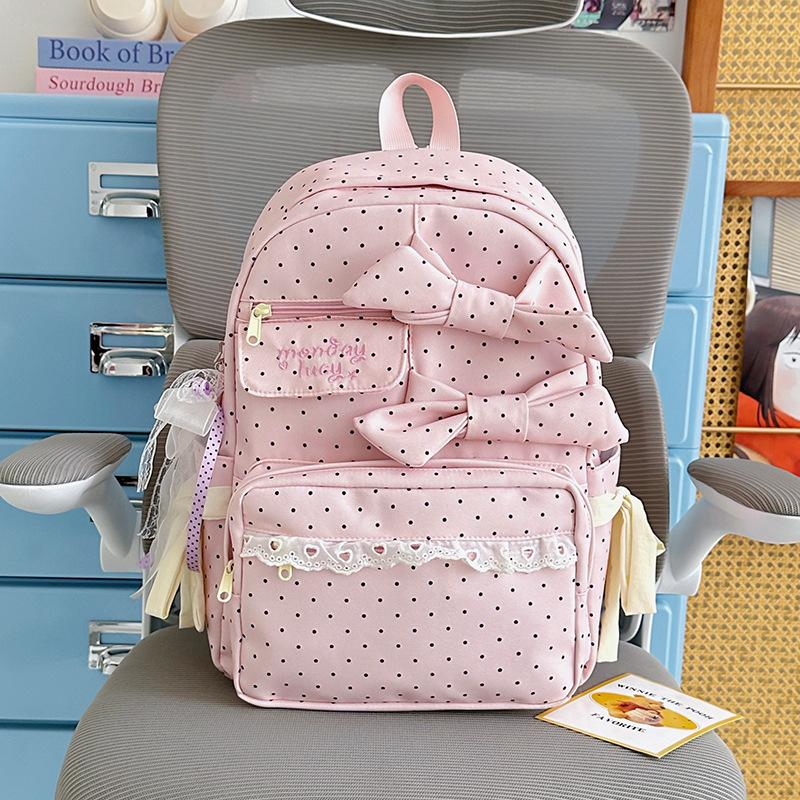 Mochila escolar nueva mochila casual femenina coreana ins mochila escolar para estudiante de secundaria mochila con lazo de alto valor