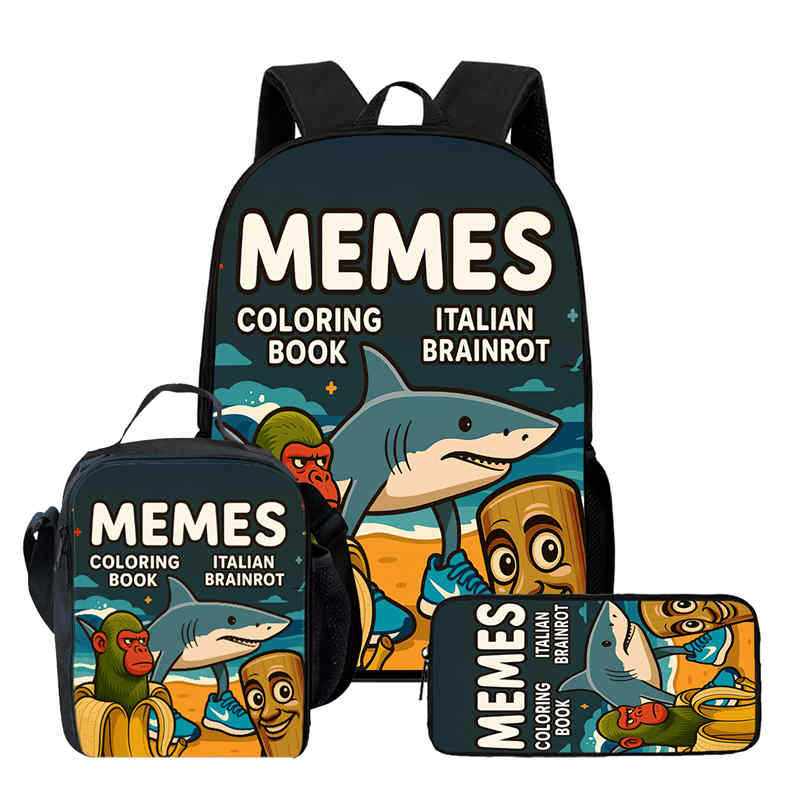 Wooden Stick Man Brain Rot Schoolbag High Definition Printing Leisure Cross Border Light Backpack
