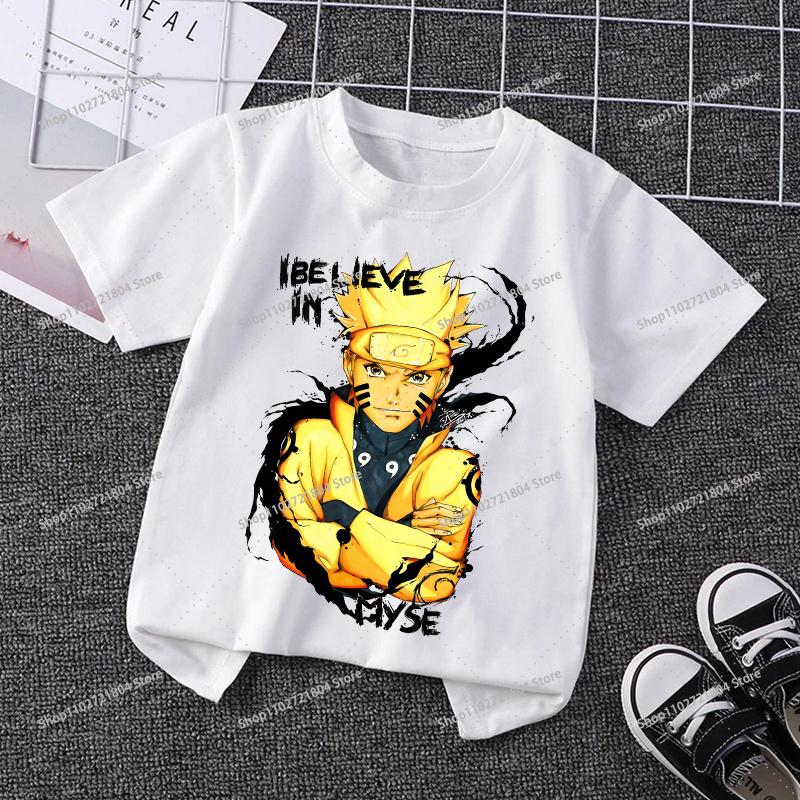 NARUTO Round Neck Tshirts for Boys Girls Anime Cartoon Cute Printed Shortsleeved Top Children Summer Fashion Tshirt Gifts