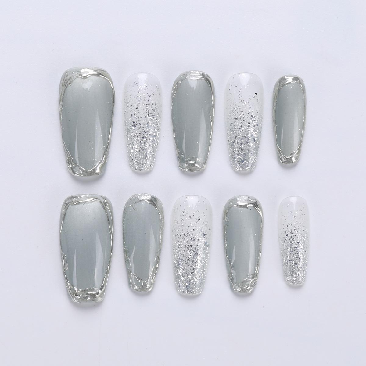 Luxurious Gold Foil Cat Eye Press-on Nails - Medium Length, High-End Manicure Tips for European & American Styles Medium