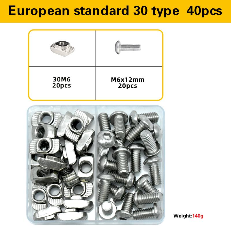 T-Nuts Screws Kit T Track Nut for 2020 3030 Series Aluminum Extrusion T Slot Nut M3 M4 M5 M6 Hexagon Socket Bolts T Sliding Nuts