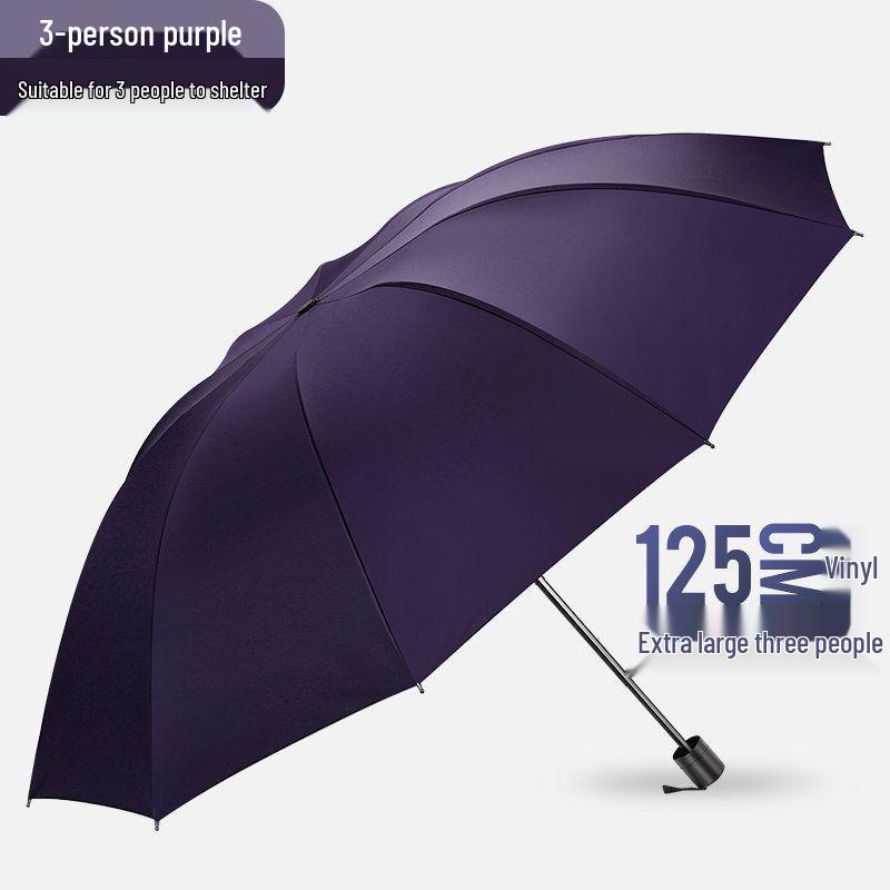 Stort Trefaldigt Paraply för Män & Kvinnor: Robust, Dubbelanvändning för Sol & Regn, Anti-Stormdesign