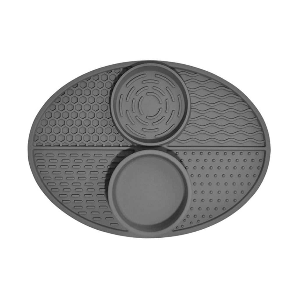 Silicone Double Bowl Pet Licking Pad Non-slip Slow Eating Licking Feeder Cats Lick Mat for Improve Pet Eating Habits