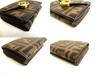 Authentische FENDI F IS FENDI FF Braun Leder Gold H/W Micro Dreifach-Geldbörse #b151 Vom Verkäufer überholt