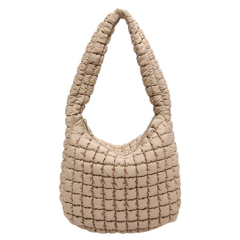 

Large capacity cloud bag 2025 autumn new niche one-shoulder dumpling bag crossbody down pleated tote bag women 27*27.5*9.5 хаки