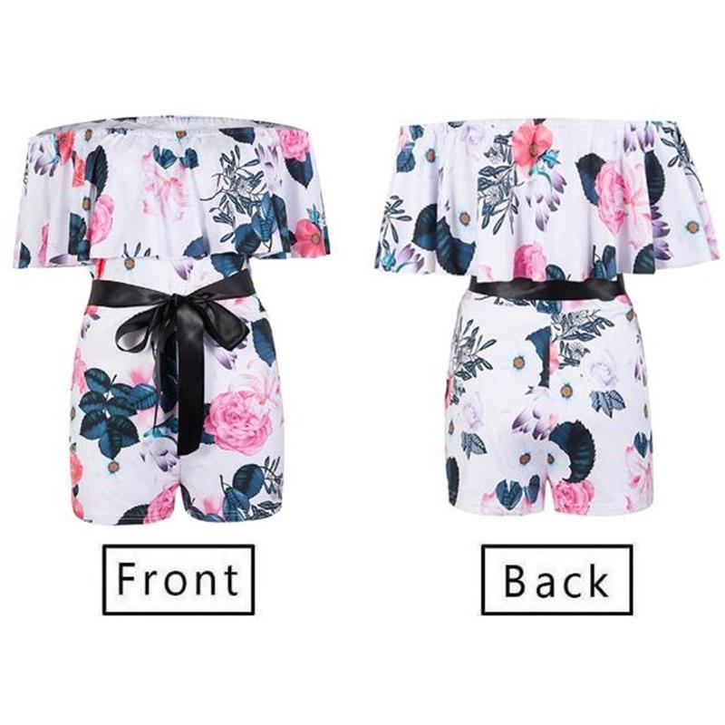 C&H Womens Shorts Stylish Off-Shoulder Printed Falbala Bathing Romper Jumpsuits C&H Womens Shorts Stylish Off-Shoulder Printed Falbala Bathing Romper Jumpsuits
