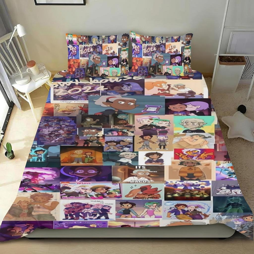 Cartoon Amphibia Duvet Cover Pillowcase The Owl House Bedding Set Adult Boy Girl Bedroom Decoration Children Single Double Size