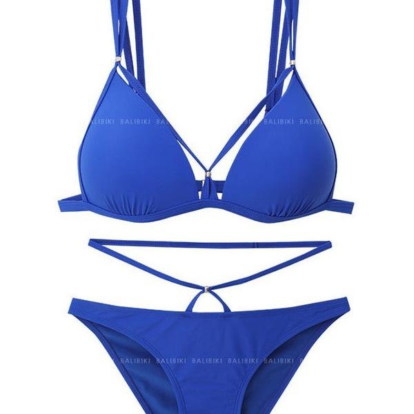 Special Bikini Three-point New Solid Color European and American Sexy Bikini Straps Cross Backless Split Swimsuit Women