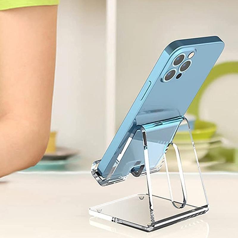 Acrylic Transparent Phone Holder Desktop Vertical Mobile Phone and Tablet Display Stand Watching Dramas Listening To Music Portable Mobile Phone Base