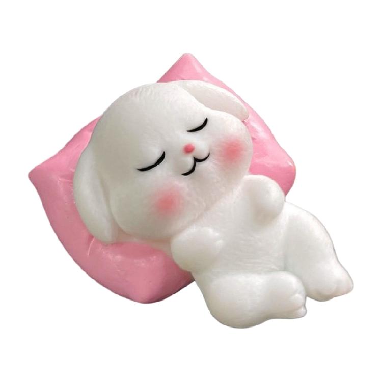 Enfeite de Decoração Animal de Desenho Animado Fofo Panda Dormindo Cachorro Porco Coelho Miniatura para Decoração de Mesa, Prateleiras ou Carro