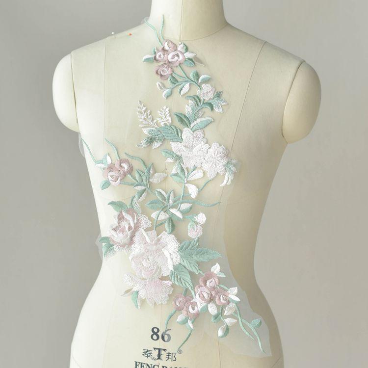 Farblich abgesetzte Spitze Dreidimensionales Blumenkleid Spitze Bühne Handgefertigt DIY Schmuck Kleidung Stickerei Aufkleber