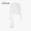 Edition Women's New Chinese Style Cropped Tie-Front Shirt