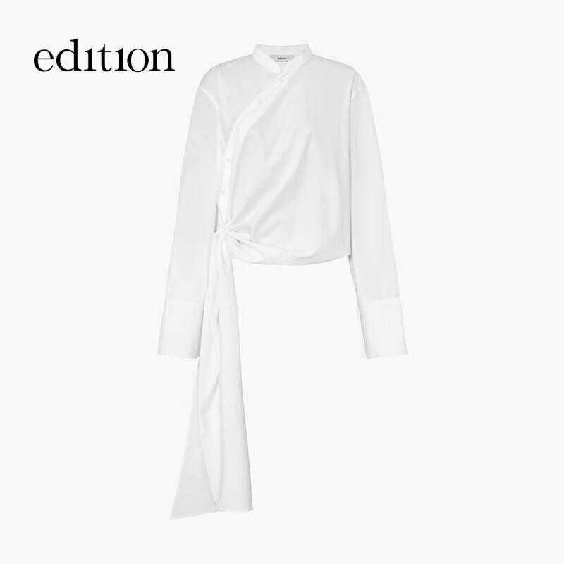 Edition Women's New Chinese Style Cropped Tie-Front Shirt