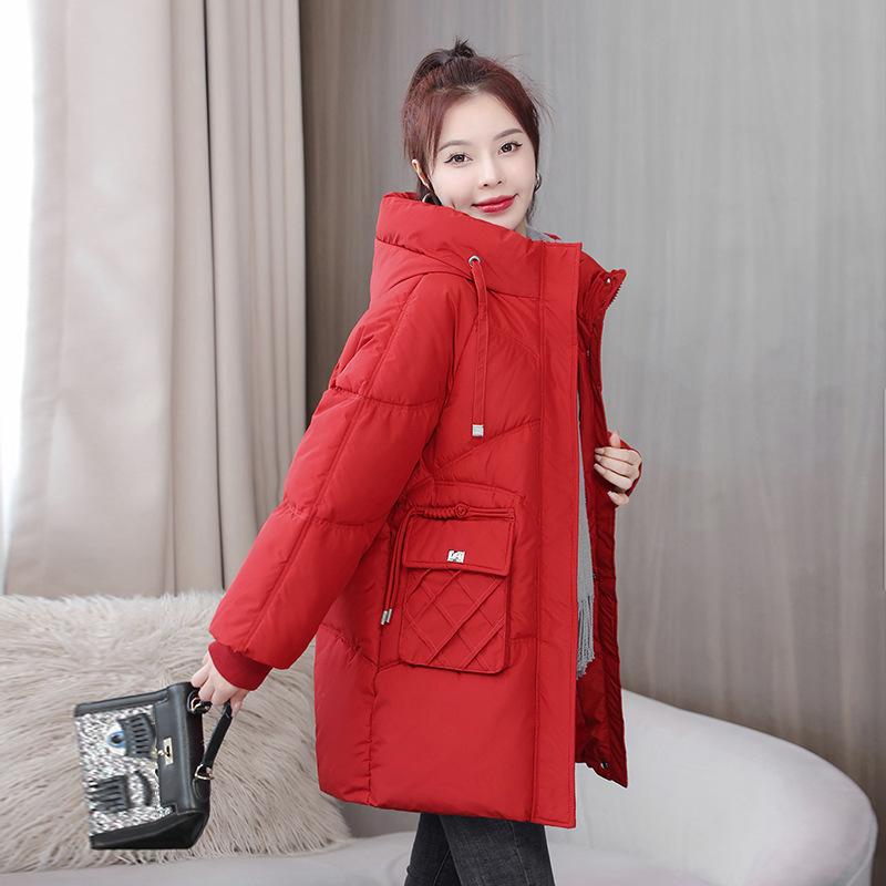 Women's cotton-padded clothes, winter coats, medium and long thickened women's cotton-padded jackets, new trendy hooded women's cotton-padded clothes