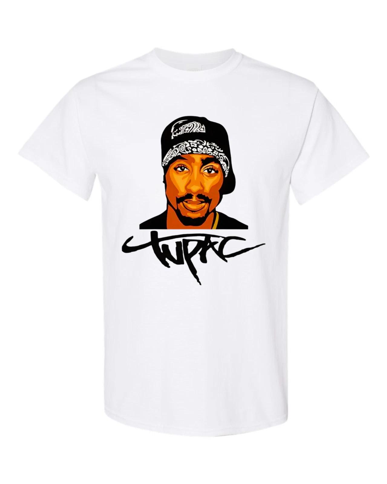 

Футболки в стиле хип-хоп с изображением Pac 2 Pac Основной исполнитель Белая футболка 90-х S