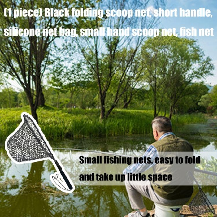 Collapsible Handle Fishing Net Fish Landing Net Saltwater Fishing Equipment Silicone Mesh for Safe Fish Catching