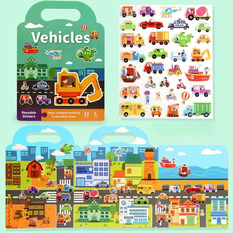 Kids' Reusable DIY Sticker Books Multi-Theme Bubble Sticker Jelly Stickers Portable Montessori Sticker Toy Gifts for Children