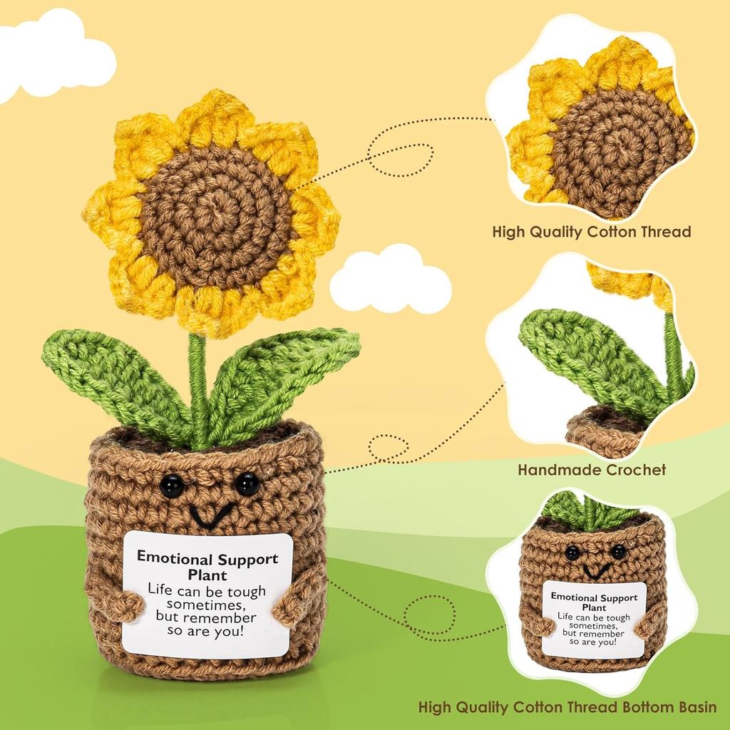 Positive Energy Potato Pocket Hug Handmade AnimalCrochet Mini Doll Funny Wool Gift for Friends or Lover Emotional Support Plant