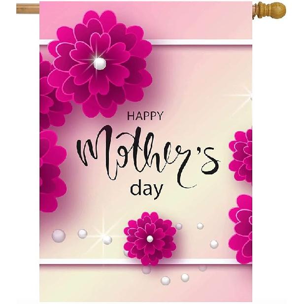 Happy Mothers Day Love You Best Mom Floral Flower Blossom Garden Yard Flag 12"x 18" Double Sided Polyester Welcome House Flag Banners for Patio Lawn