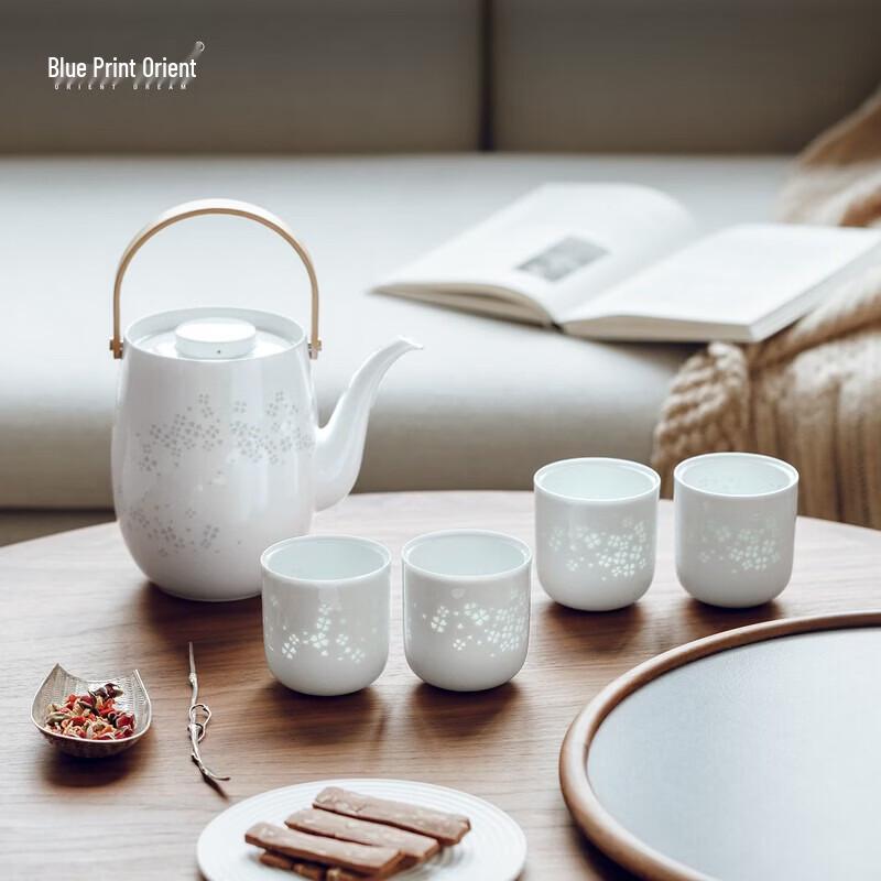 Oriental Blue Print Jade Teapot Gift Set