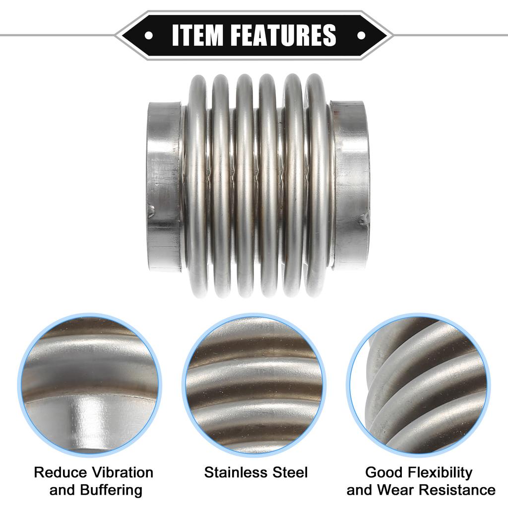A ABSOPRO Car Exhaust Flexible Pipe 45x63.5mm Exhaust Flex Connector Pipe Bellows Universal for Car Durable Stainless Steel Silver Tone