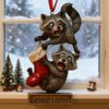 Cheeky Raccoon Christmas Ornaments Acrylic Hanging Decor with Humorous Sayings Playful Holiday Tree Decorations