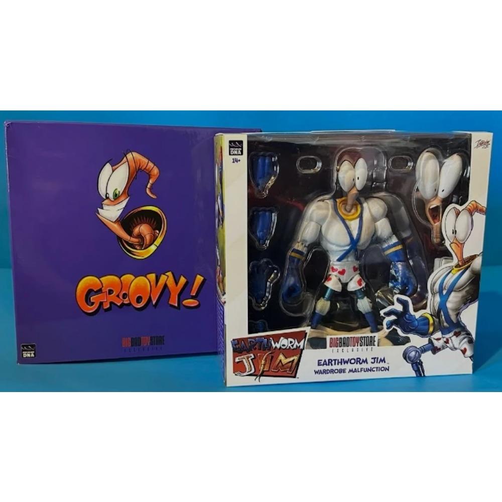 PDNA Earthworm Jim Action Figure Worm Body Psy-Crow Bob The Killer Gold Fish Snot Action Figure Toys 15CM