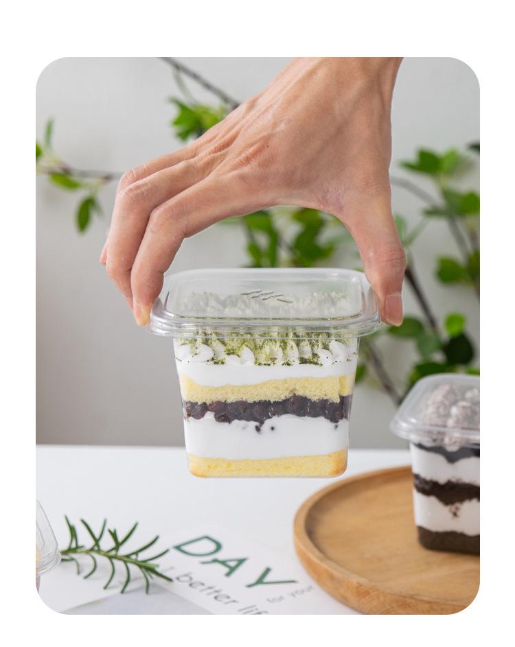 Square Mousse Soy Milk Cake Box: Wooden Cup Packaging for Tiramisu and Dessert Baking