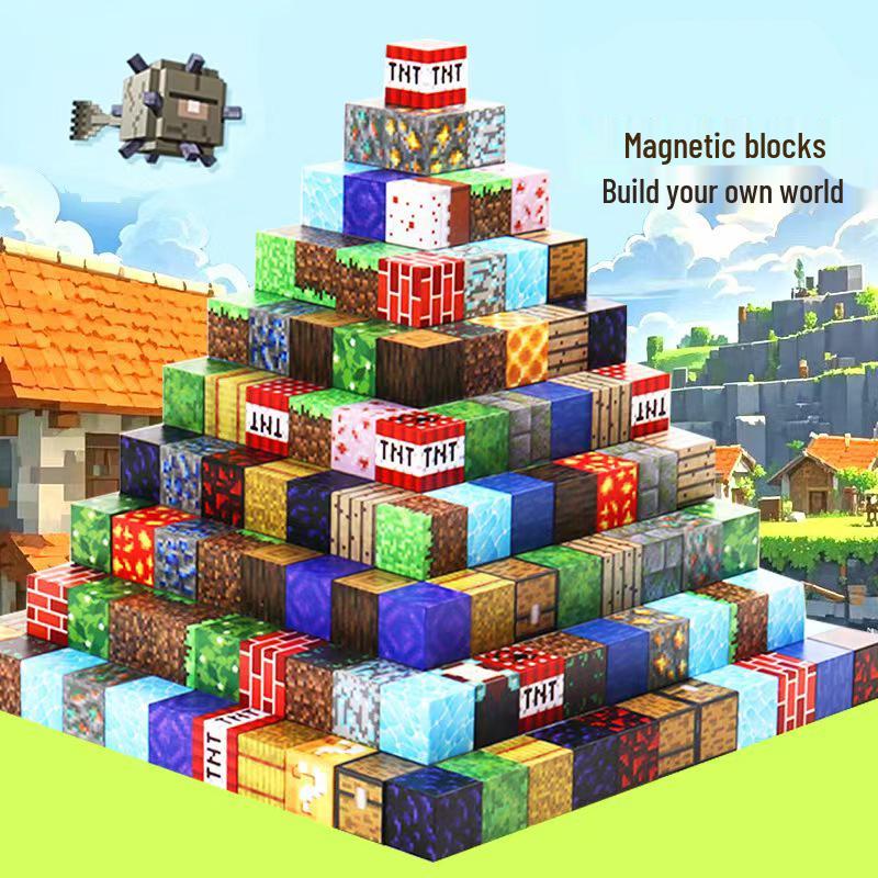 Magnetic Cube Building Blocks: Creative World for Kids - Gift Set with Storage Bucket