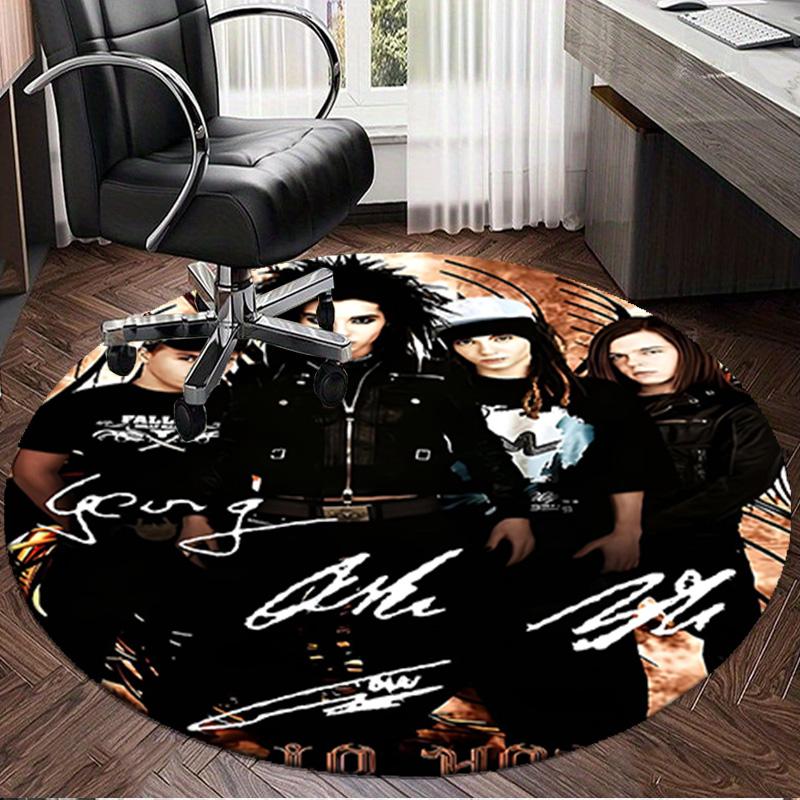 1PC Music Band Tokio Hotel  Round Rug, Non-slip Chair Mat, Home Decor, Circle Carpet Perfect for Office, Bedroom, Living Room,Christmas gift