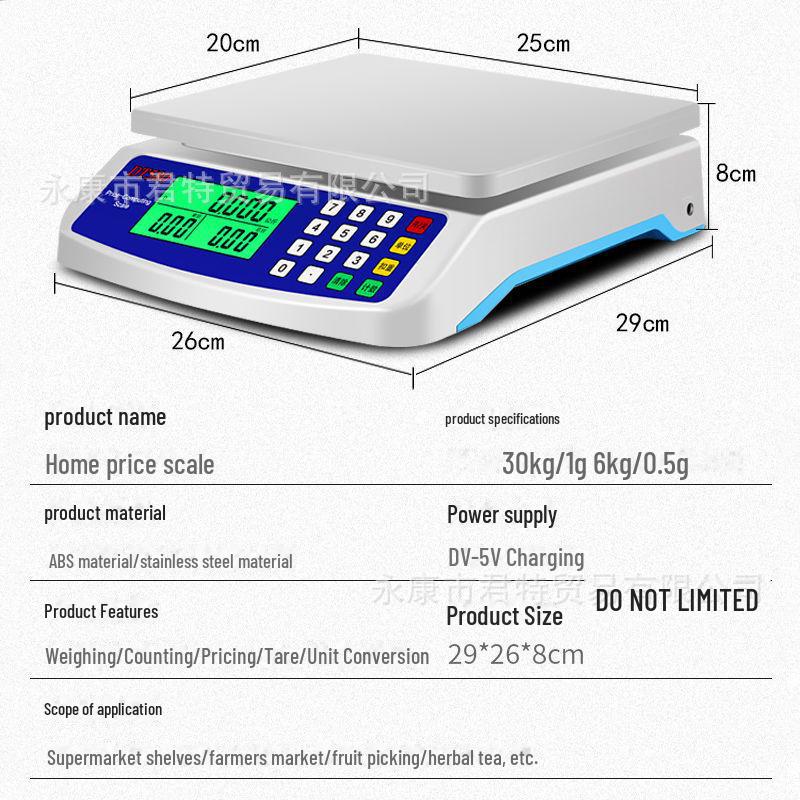 DT580 Electronic Kitchen Scale, 30kg Capacity for Baking, Food, Fruit, and Vegetables
