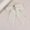 Korean Pearl Bow Hair Clip Elegant Ribbon Hairpin Sweet Rhinestone Handmade Barrette For Women Girls Kids Headdress Accessories