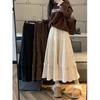 2025 High Waist Pleated Ruffle Hem Midi Skirt for Autumn/Winter