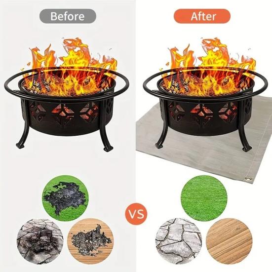 Outdoor Fiberglass Fireproof Mat, Foldable Heat-Resistant Flame Retardant Pad, Outdoor Grill BBQ Firepit Fireplace Blanket