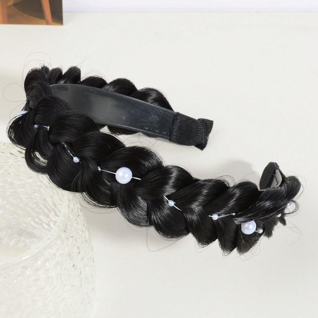 1pcs Stylish Anti Slip Fishbone Braid Wig One Piece Headband Women's Hair Accessories Suitable for Dress