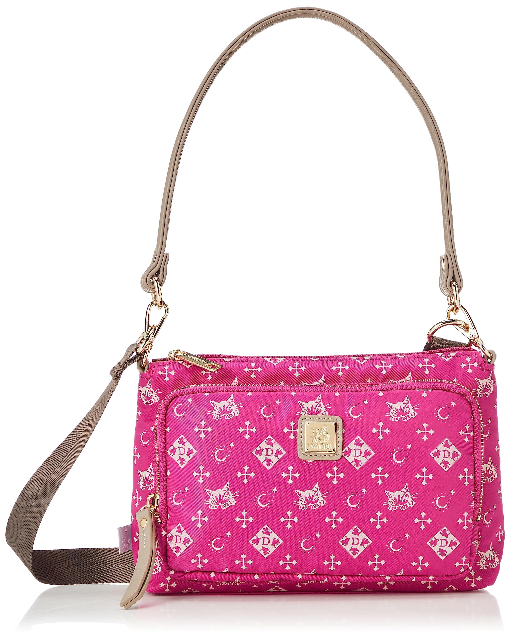 

WACHIFIELD T2O Lightweight Water-Repellent Shoulder BagHandbagWallet Bag for Women, Dayan Cat Design, WTSK-01 (Pink)