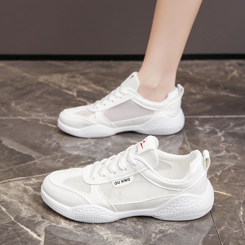 Platform sneakers women's summer 2025 new casual shoes mesh shoes women's breathable mesh white shoes lightweight soft running shoes
