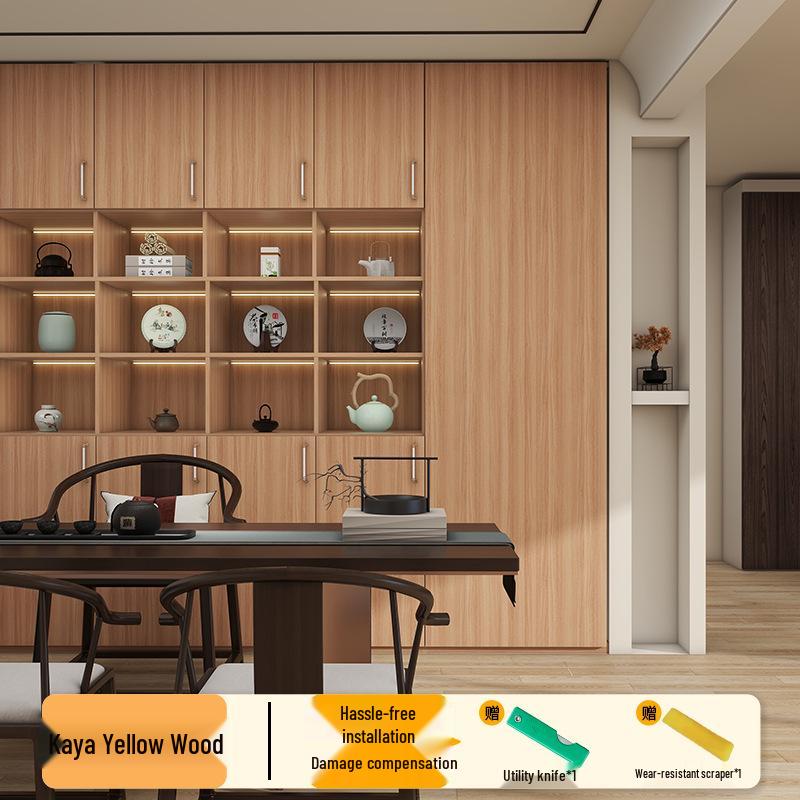 Wood Veneer Self-Adhesive Wallpaper: Thick, Soft, Imitation Wood Grain for Doors, Tables, and Furniture Renovation.