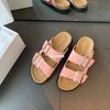 Shoes Leather Retro Platform Double Buckle with Slippers Women's Sandals Outside Summer