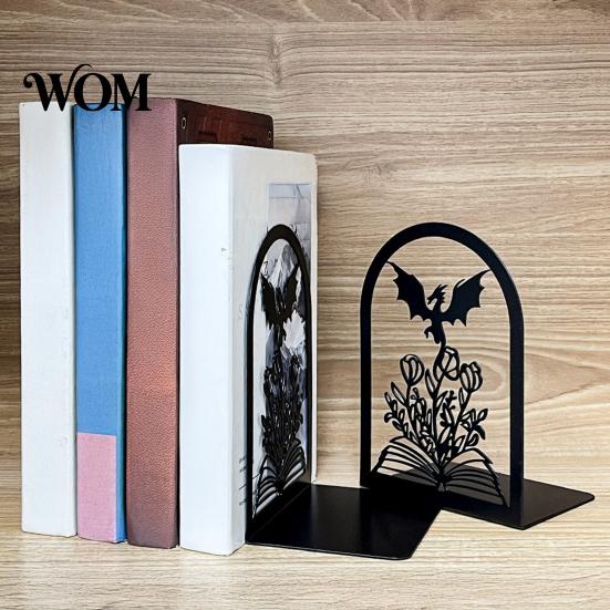 Bookends 1 Pair Metal Dragon Bookends, Fantasy Castle Decorative Book Ends Edge for Shelves, Heavy Duty Gothic Holders Home Office Library Room Decor