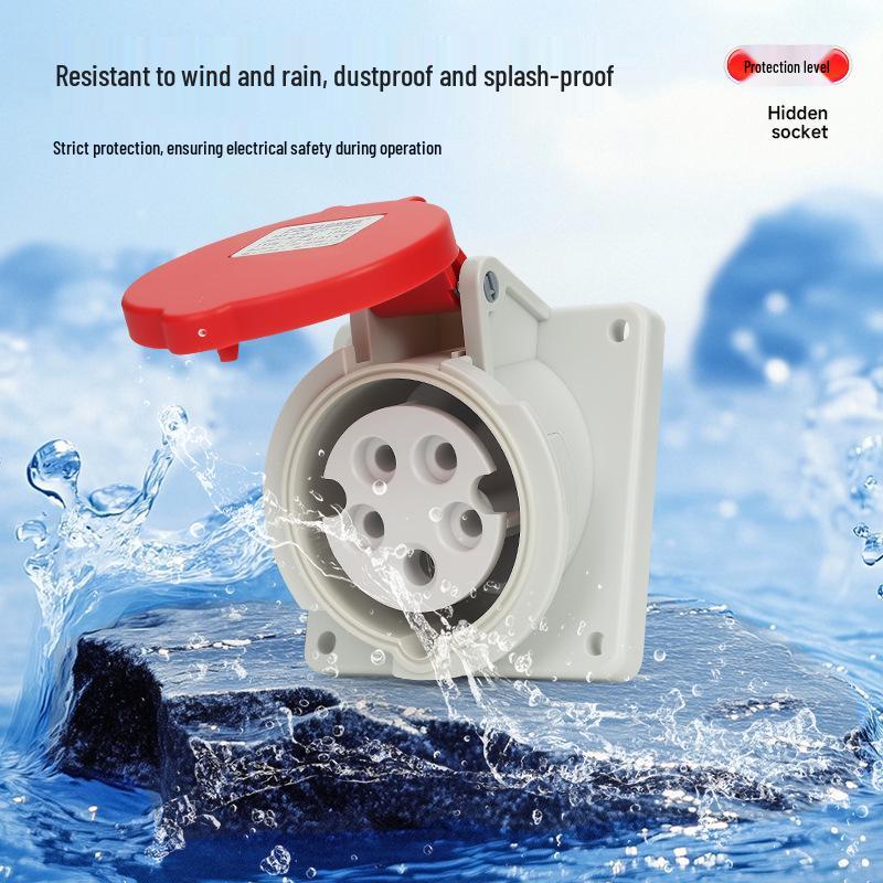 Non-Explosion-Proof Industrial Angled Seat Aviation Connector, Three-Phase, 3/4/5-Core, IP44, 16A/32A Plug