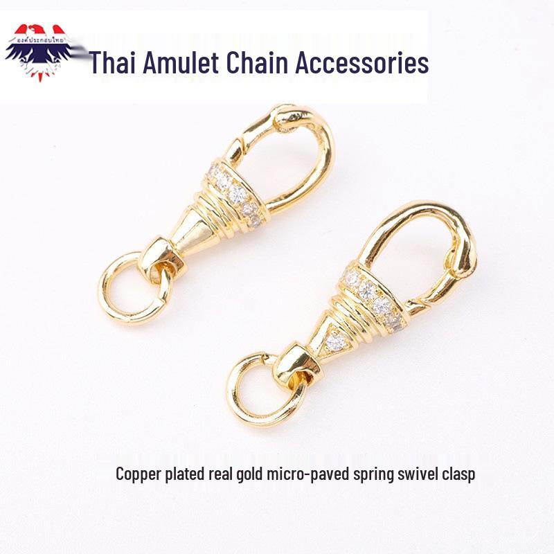 Thailand Amulet Chain with Zircon-Embedded Rotating Quick Release Lobster Clasp